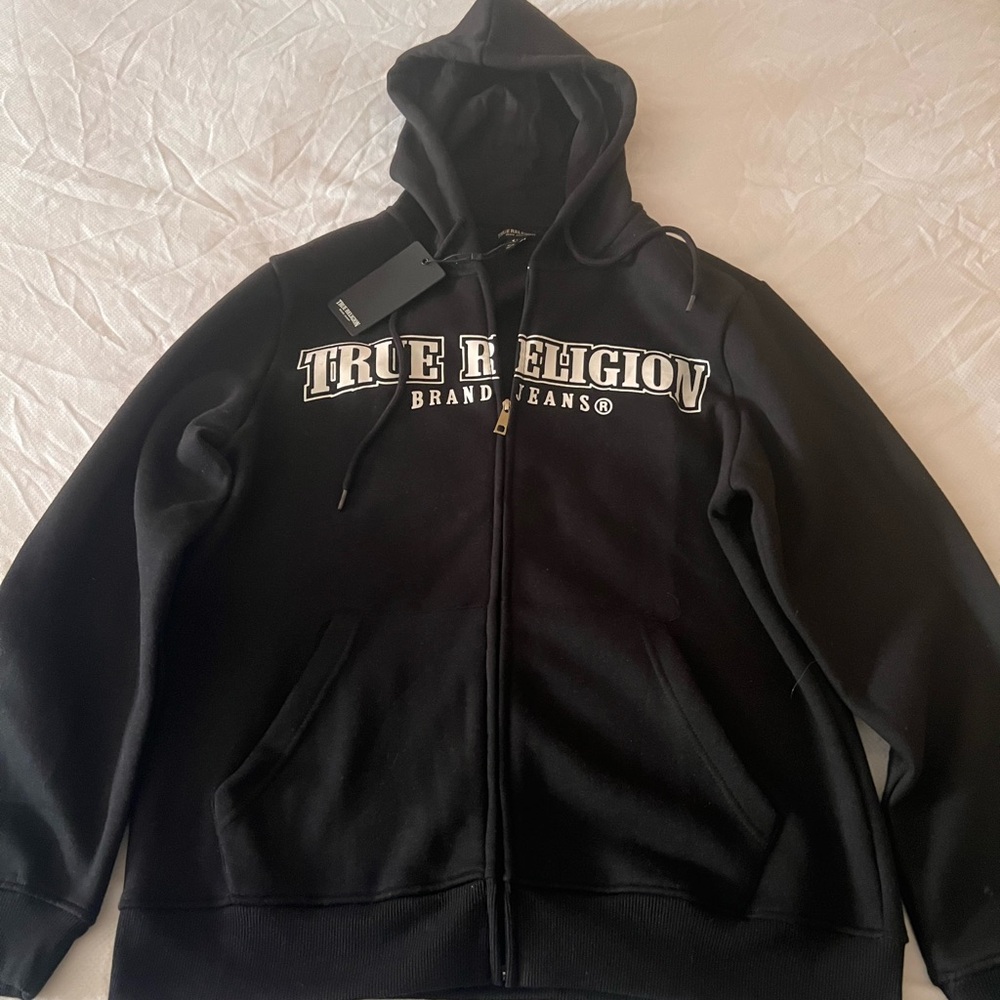 True Religion Men's Black Zip-Up Sweater